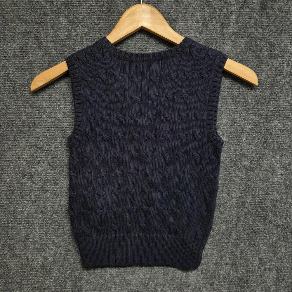 Polo Ralph Lauren Cable Knit Vest Boys 4 4T Blue Sleeveless Preppy Casual